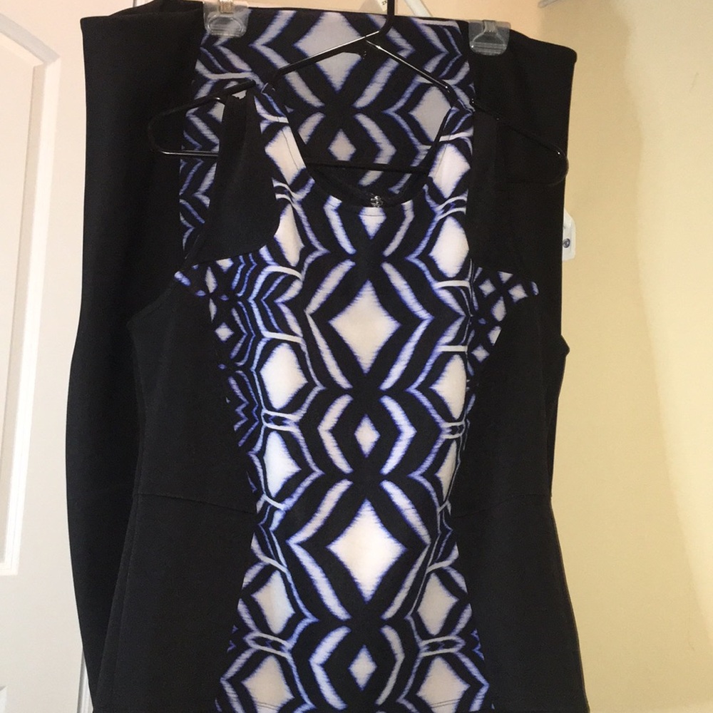 Lane Bryant Blue, White, Blk Dimensional Skirt Set